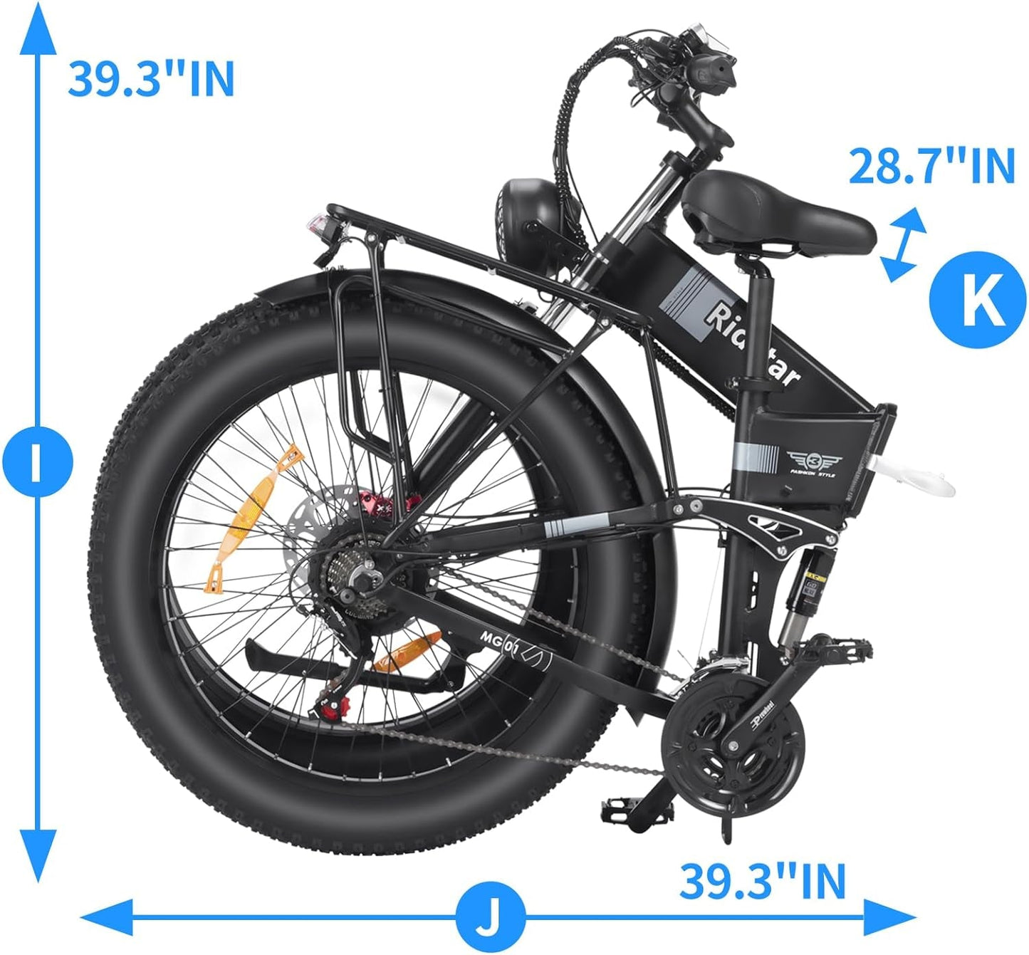 Folding Electric Bike for Adults, 1500W/1000W Brushless Motor Ebike with 14/20AH Removable Battery, Fat Tire Mountain Ebike with Disc Brake, Shimano 7