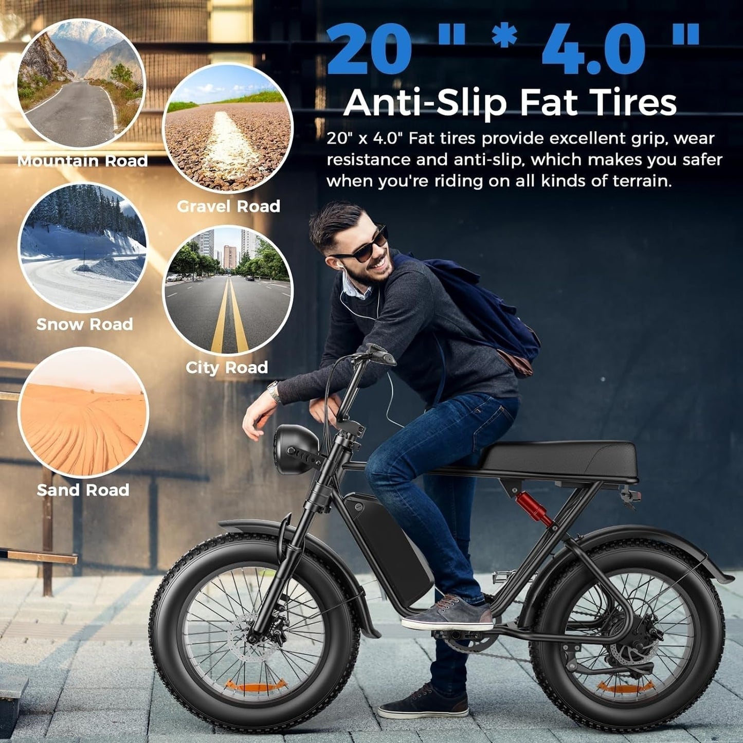 Electric Bike for Adults,Electric Bicycle 2000W 48V/22.4Ah 34MPH,1000W 48V/20Ah 35MPH Electric Mountain Bike,12-Speed 20"*4.0 Fat Tire Electric