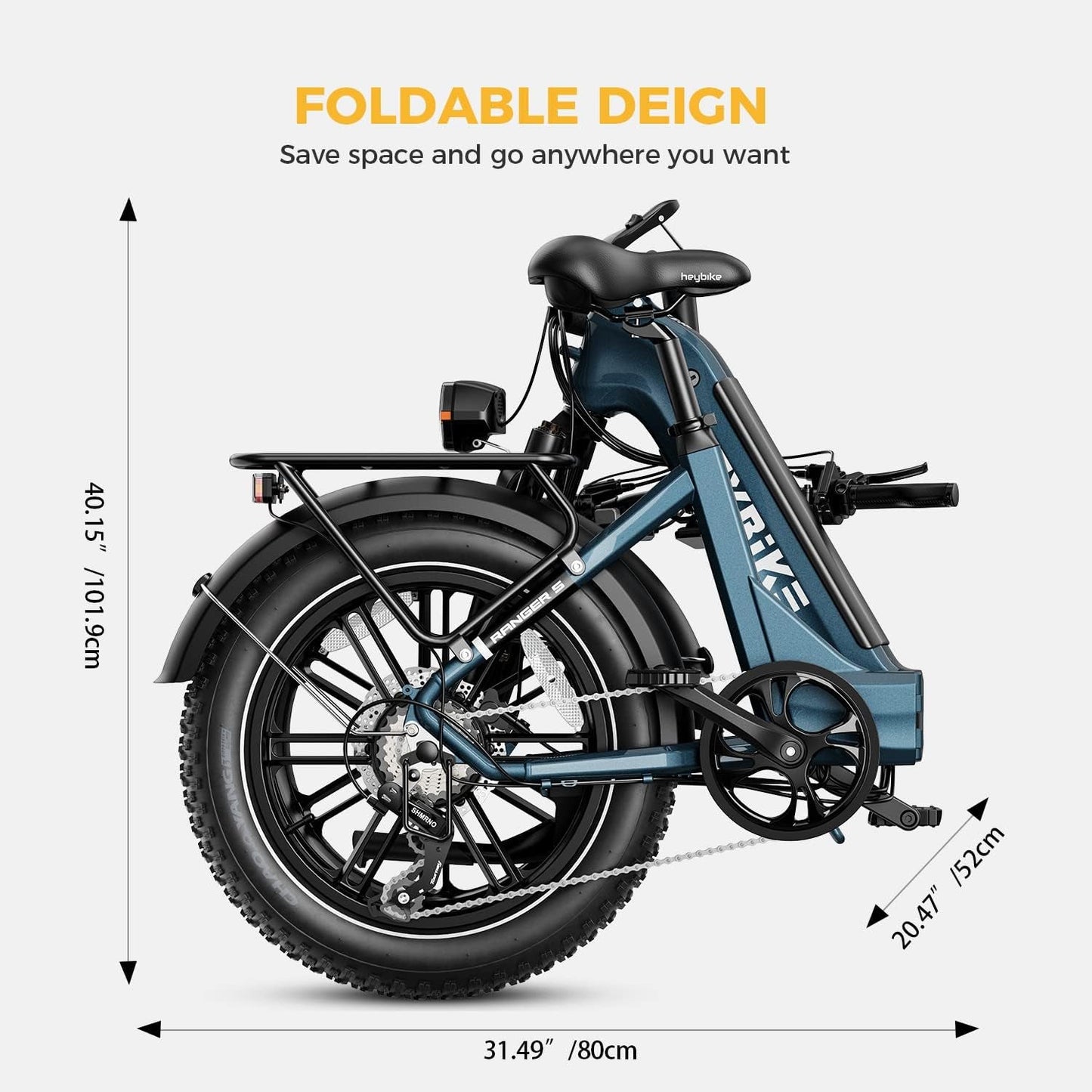 Ranger S Electric Bike for Adults, Foldable 750W Ebike, 20" X 4.0 Fat Tire Step-Thru Electric Bicycle, 48V 14.4AH Removable Battery Commuter E Bike,