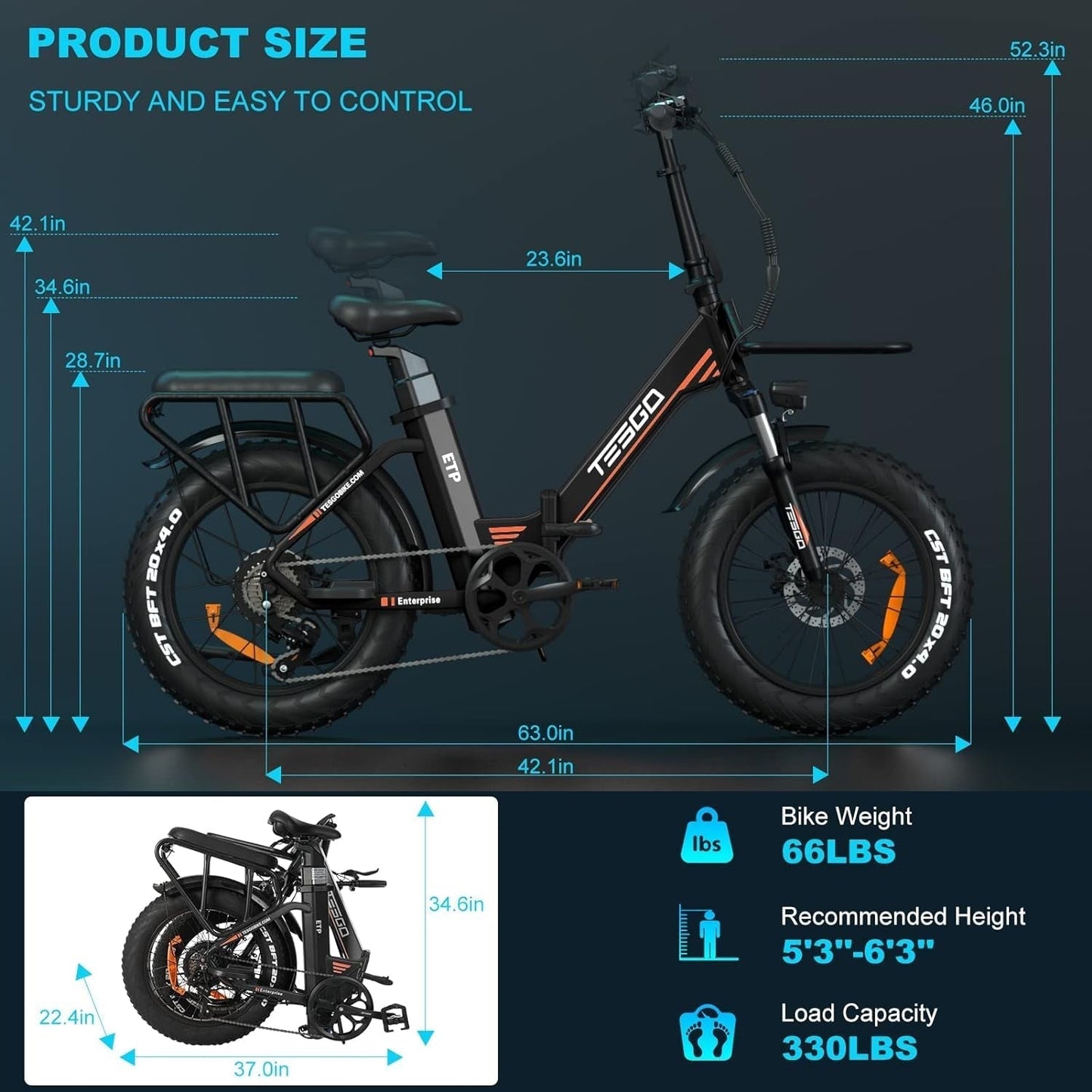 Electric Folding Bike, 750W Electric Bike for Adults 48V 18Ah LG Removable Battery Ebike with Hydraulic Brake Color Display 20"*4.0" All-Terrain Fat