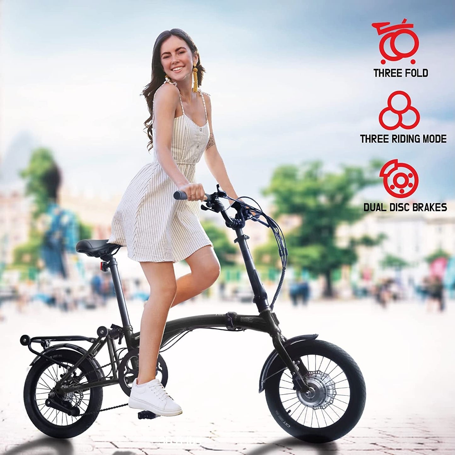 ALPS Folding Electric Bike for Adults-Li-Ion 6.8Ah/350Wh Battery -16" Tire Foldable Electric Bike with Dual Disc Break and Sturmey Archer Electric