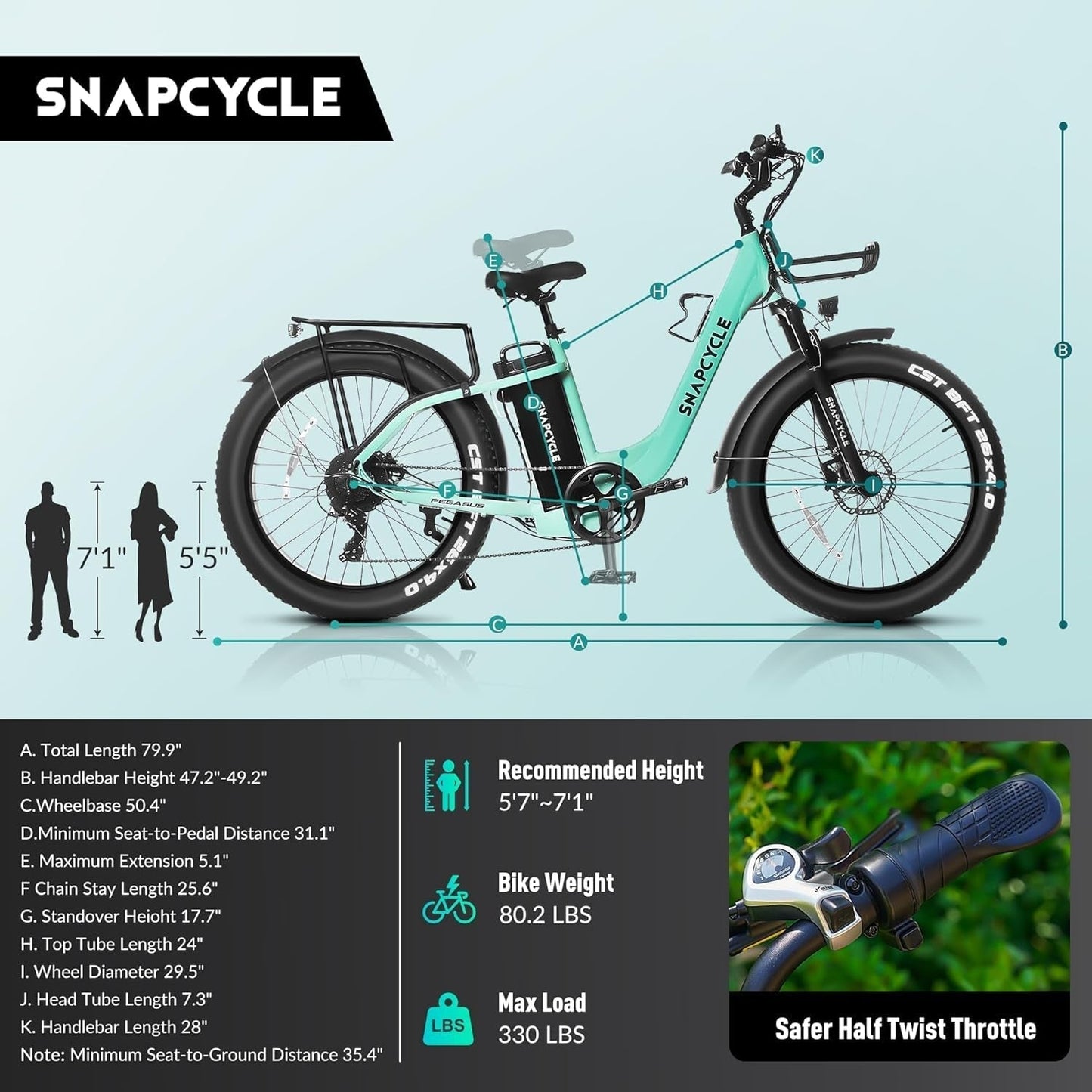 Electric Bike for Adults,1000W Peak Motor 28MPH with 26" X 4.0 Fat Tire Step-Thru Ebike,48V 15AH Removable Battery, Hydraulic Brake, Shock Absorber,
