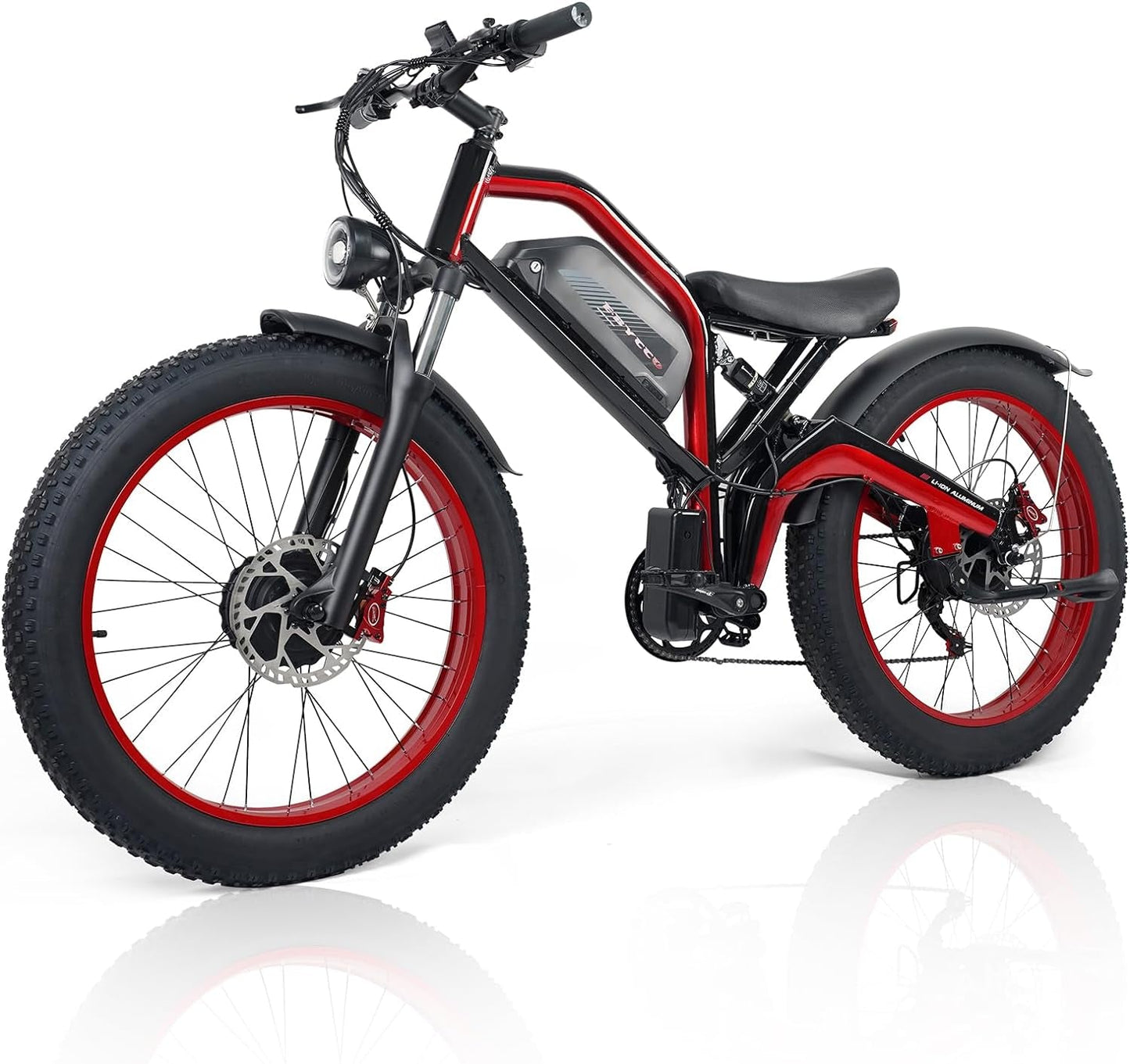 Adults Electric Bike, AWD Dual Motor 1500W/Peak 2000W, 48V 23Ah Electric Bicycle up to 35Mph&87Miles, 26''*4.0 Fat Tire Pedal Assist All Terrain