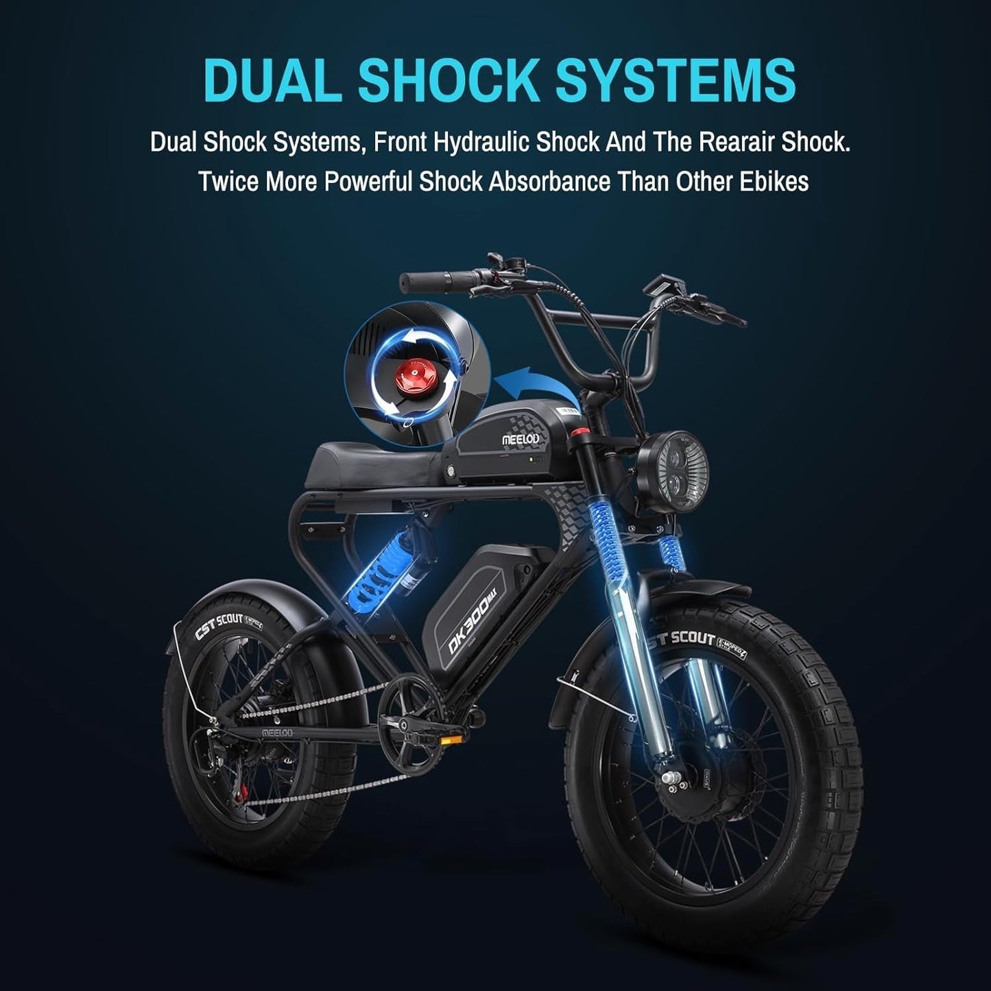 MEELOD Electric Bike Fat Tire Electric Bike Equipped with 1200W/2400W Dual Motor/Single Motor and 48V/40Ah or 48V/30Ah Dual Batteries 35Mph Electric