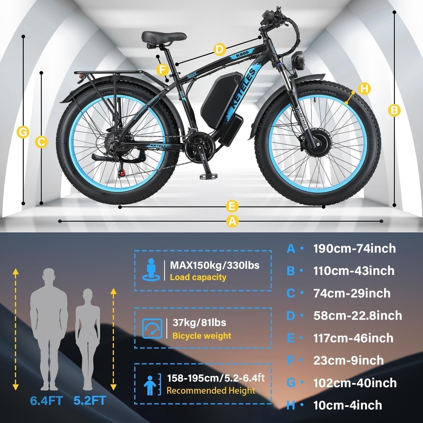 1000W/2000W Electric Bike for Adults Electric Bicycle Electric Mountain Bike with 48V 17.5AH/23AH Removable Battery 26" Fat Tire Ebike 21-Speed Gears