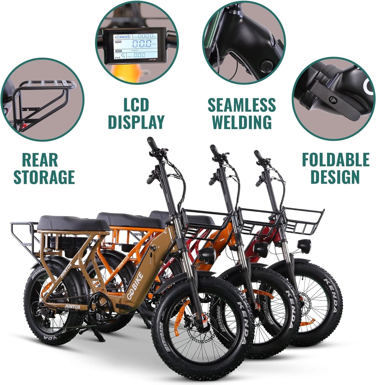 Electric Bike, Foldable Electric Bike for Adults, Moped Style 20"X4" Fat Tire Electric Bike, Dual Removable Battery, up to 110 Miles Long Range