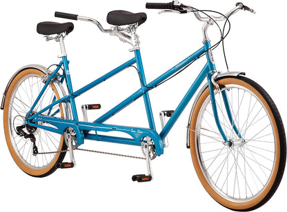 Twinn Classic Tandem Adult Beach Cruiser Bike, Double Seater, Low-Step Medium/Large Frame, 7 or 21-Speed, 650C Wheels