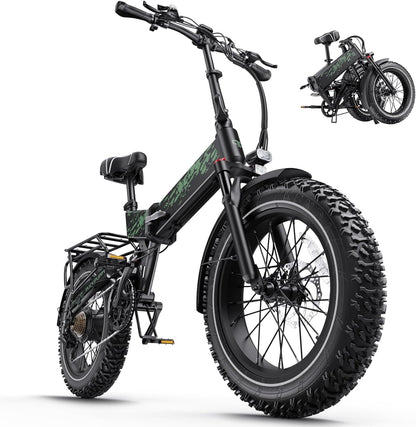 Electric Bike, Folding Electric Bike 750W 48V 20Ah Removable Battery 20MPH, 20" X 4" Fat Tire Ebike for Adults Men Women, Electric Mountain Bike with