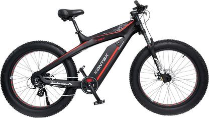 Electric Bikes Carbon Fiber Ebike for Adults 750W 25MPH, 48V/13Ah Removable Battery, 26'' Fat Tire Ebike Beach Mountain Snow E-Bike Shimano 8-Speed