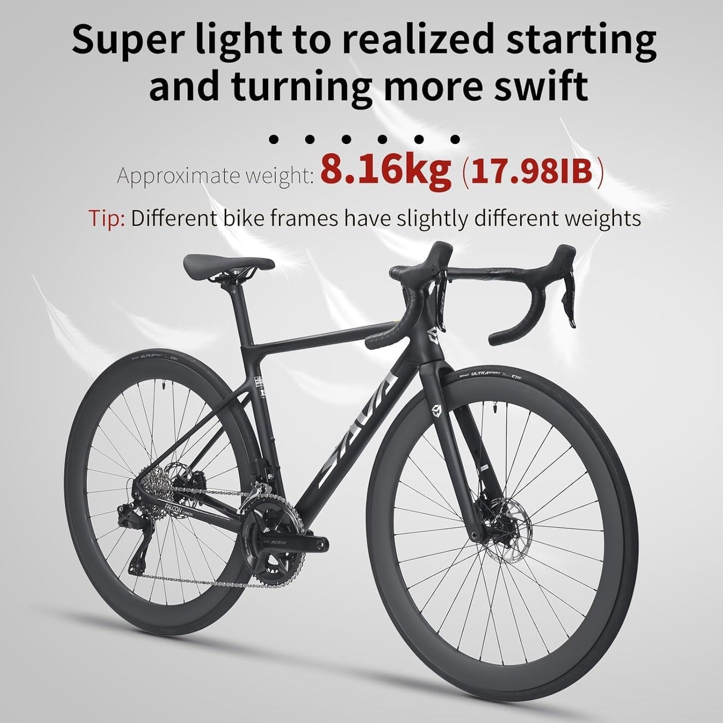 Carbon Road Bike Lightweight 24-Speed Shifting Road Bicycle with Shimano 105 Di2 7170 Groupset, T1000 Carbon Frame with 700C Carbon Wheelset Disc