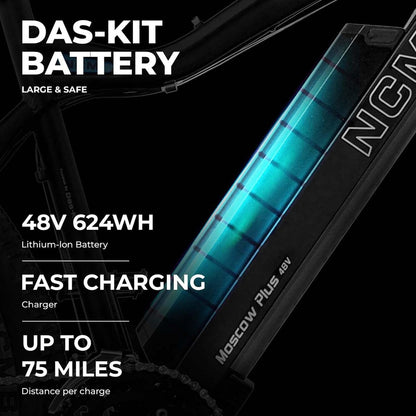 Moscow plus Electric Mountain Bike E Bike for Adults, 750W Powerful Hub Motor, 48V768Wh Large Removable Battery, USB Port, Hydraulic Disc Brake, 24