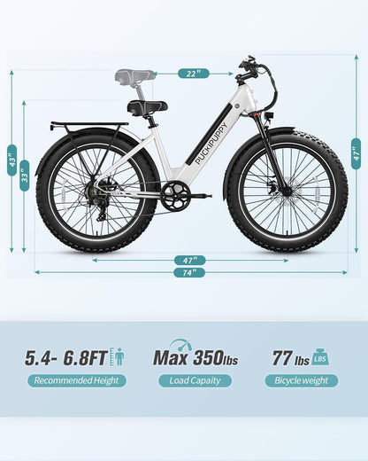 Electric Bike for Adults, 30MPH 40Miles Ebike 500W with 15AH Removable Battery, Front and Rear Lamps, Shock Absorption, All Terrain 26”Fat Tires for