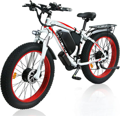 Fat Tire Electric Bike 2000W Ebikes for Adults 48V 22.4AH Removable Battery 35MPH Dual Motor 26” Electric Dirt Bike 21 Speed Hydraulic Disc Brakes