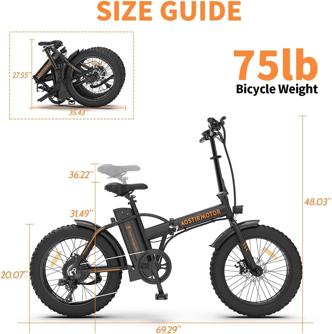 500W Folding Electric Bike for Adults 20"×4" Fat Tire Electric Bike 36V 13AH Removable Lithium Battery Adult Electric Bicycles, 25MPH E Bike for