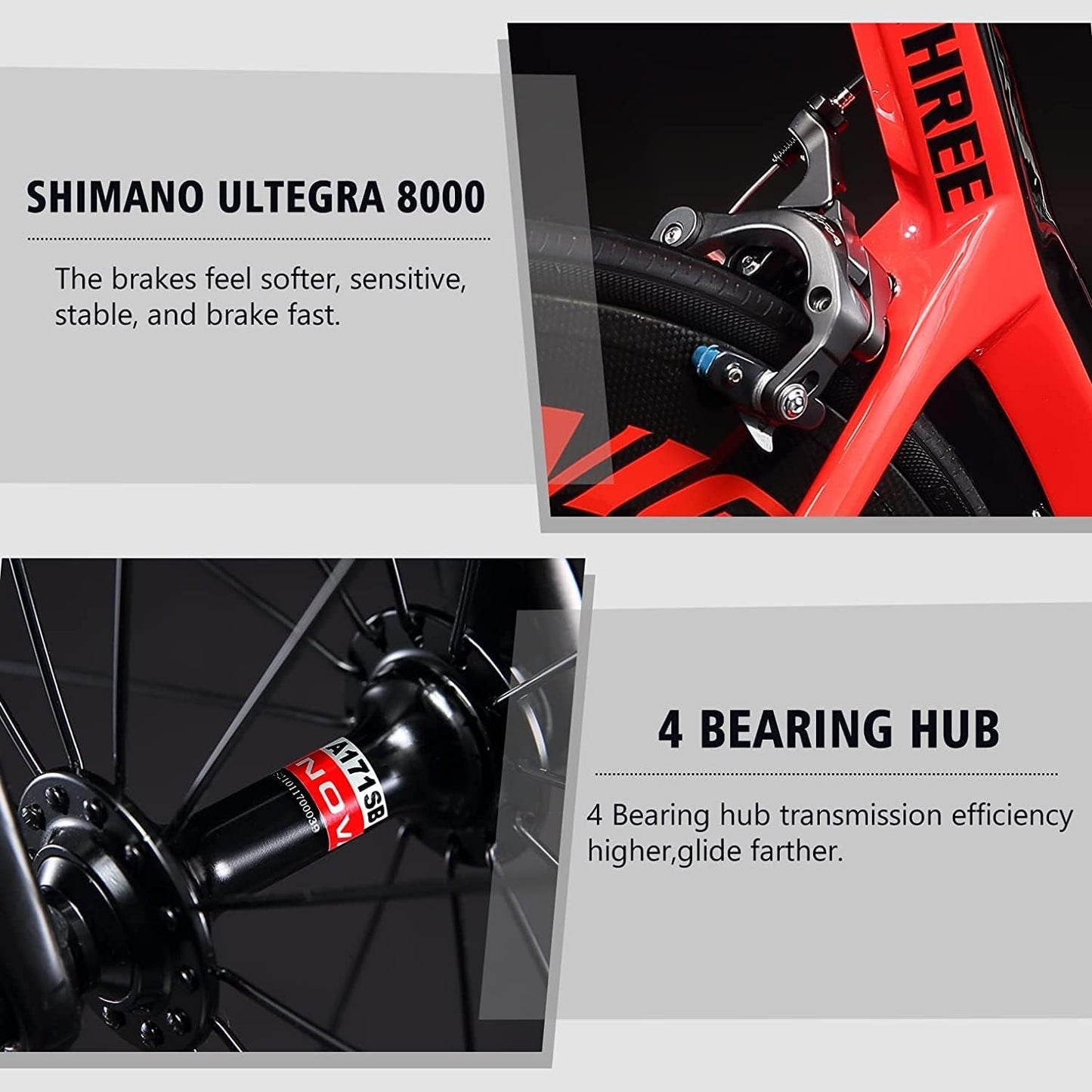 Phantom 2.0 Carbon Fiber Road Bike 700C Carbon Frame Racing Bicycle with Ultegra 8000 22 Speed Group Set, 25C Tire and Fizik Saddle