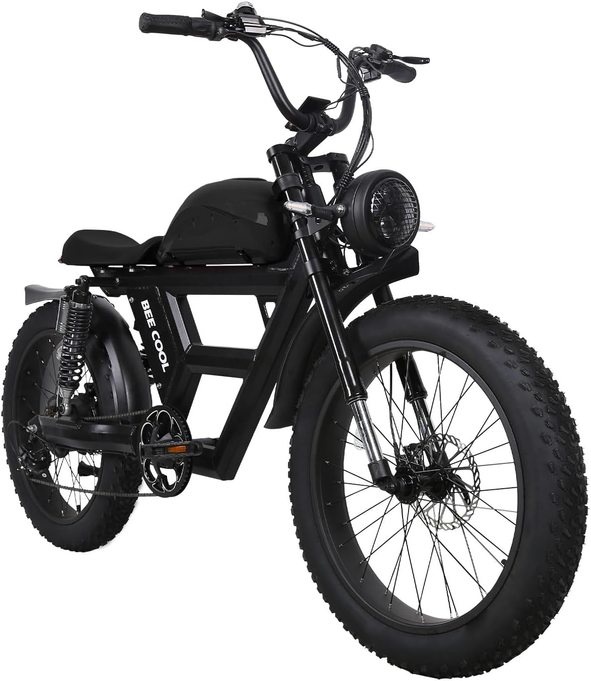 Bee Chanlenger Long Range Full Suspension Electric Bike, 1000W Motorcycle Ebike, 100MI+ Range, 48V 30Ah Battery 24"X4" Fat Tire, 400LBS Payload,