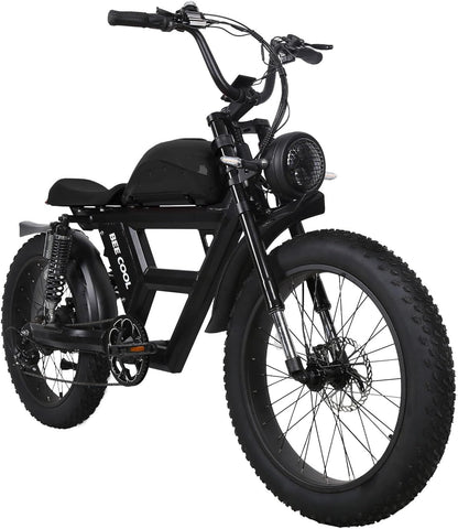 Bee Chanlenger Long Range Full Suspension Electric Bike, 1000W Motorcycle Ebike, 100MI+ Range, 48V 30Ah Battery 24"X4" Fat Tire, 400LBS Payload,