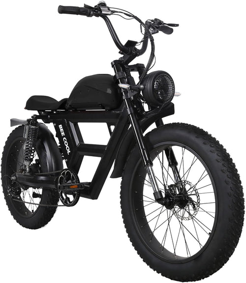 Bee Chanlenger Long Range Full Suspension Electric Bike, 1000W Motorcycle Ebike, 100MI+ Range, 48V 30Ah Battery 24"X4" Fat Tire, 400LBS Payload,