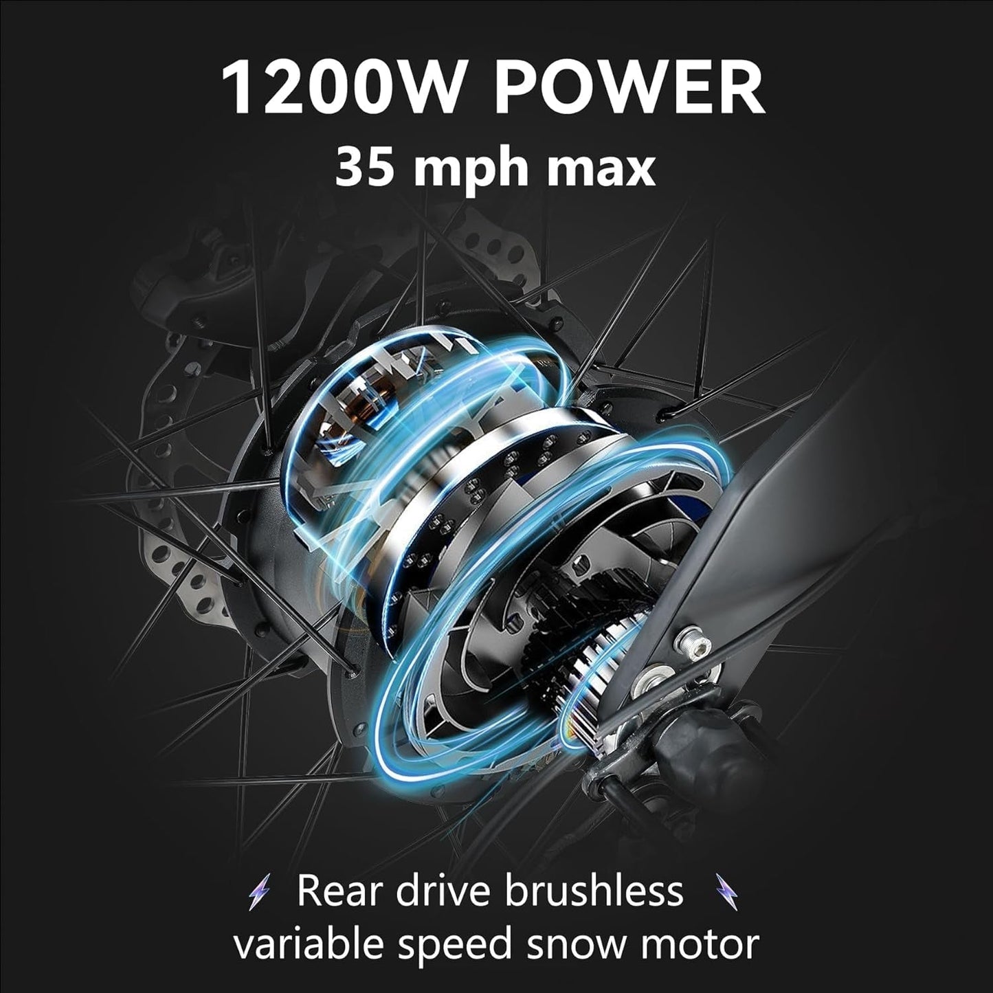 MEELOD Electric Bike Mountain Dirt Bike with 1200W Motor 48V 25Ah Samsung Lithium Battery Matches 26''X4.0'' Large Size Fat Tire Top Speed 35 Mph