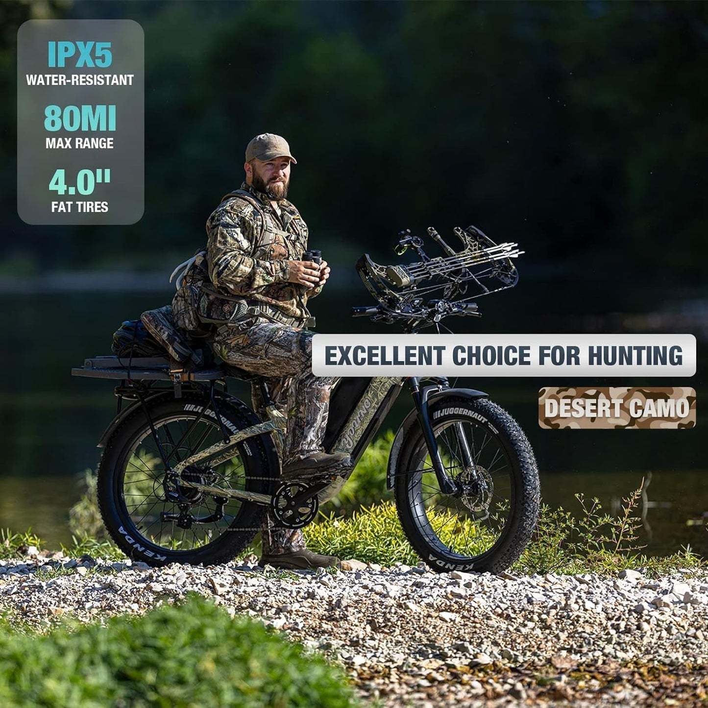 E-Scout PRO, 750W Young Electric Bike 48V/20Ah Battery with 3A Fast Charger, up to 80Mi 28MPH, 26''X4.0'' Fat Tire Mountain Snow Beach Off-Road Adult