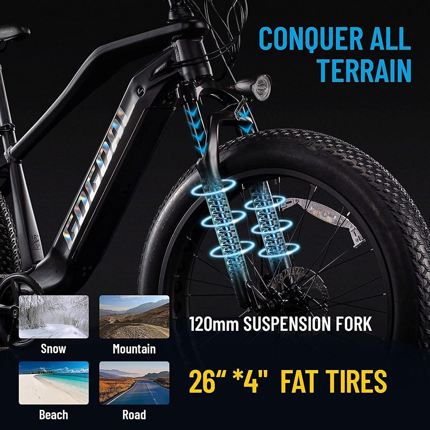 Electric Bike for Adults - 750W BAFANG Motor 48V 15Ah Larger Battery 26'' Fat Tire Ebike 7-Speed Electric Mountain Bike Beach Camping Snow Ebikes