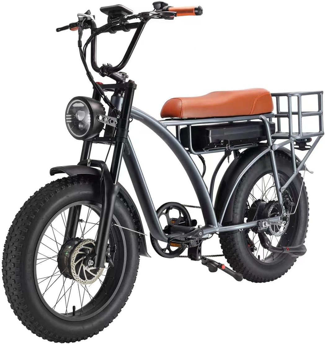US Spot Smlro E5 plus Electric Retro Cargo Bike 2000W Dual Motor Motorcycle Ebike 48V 18Ah Ebike 20" Fat Tire 7 Speed E Bike MTB Mountain City Road