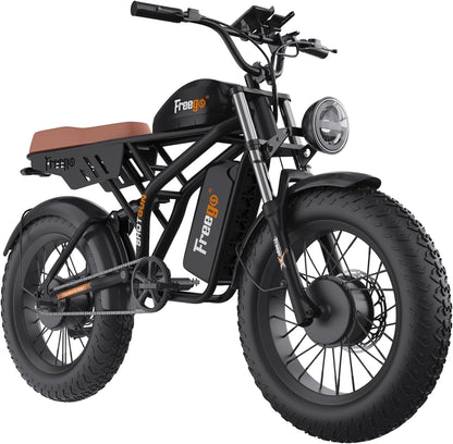 Electric Bike for Adults, Dual Motor & Dual Battery, 2000W/48V/40Ah/55Ah, 20"X4.0" Fat Tires off Road Electric Bicycle with Removable Battery,