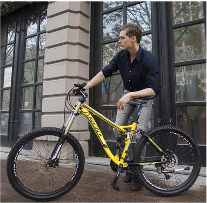 Mountain Bike Unisex Mountain Bike, 26 Inch Aluminum Alloy Frame, 24/27 Speed Dual Suspension MTB Bike with Double Disc Brake,Red,27 Speed