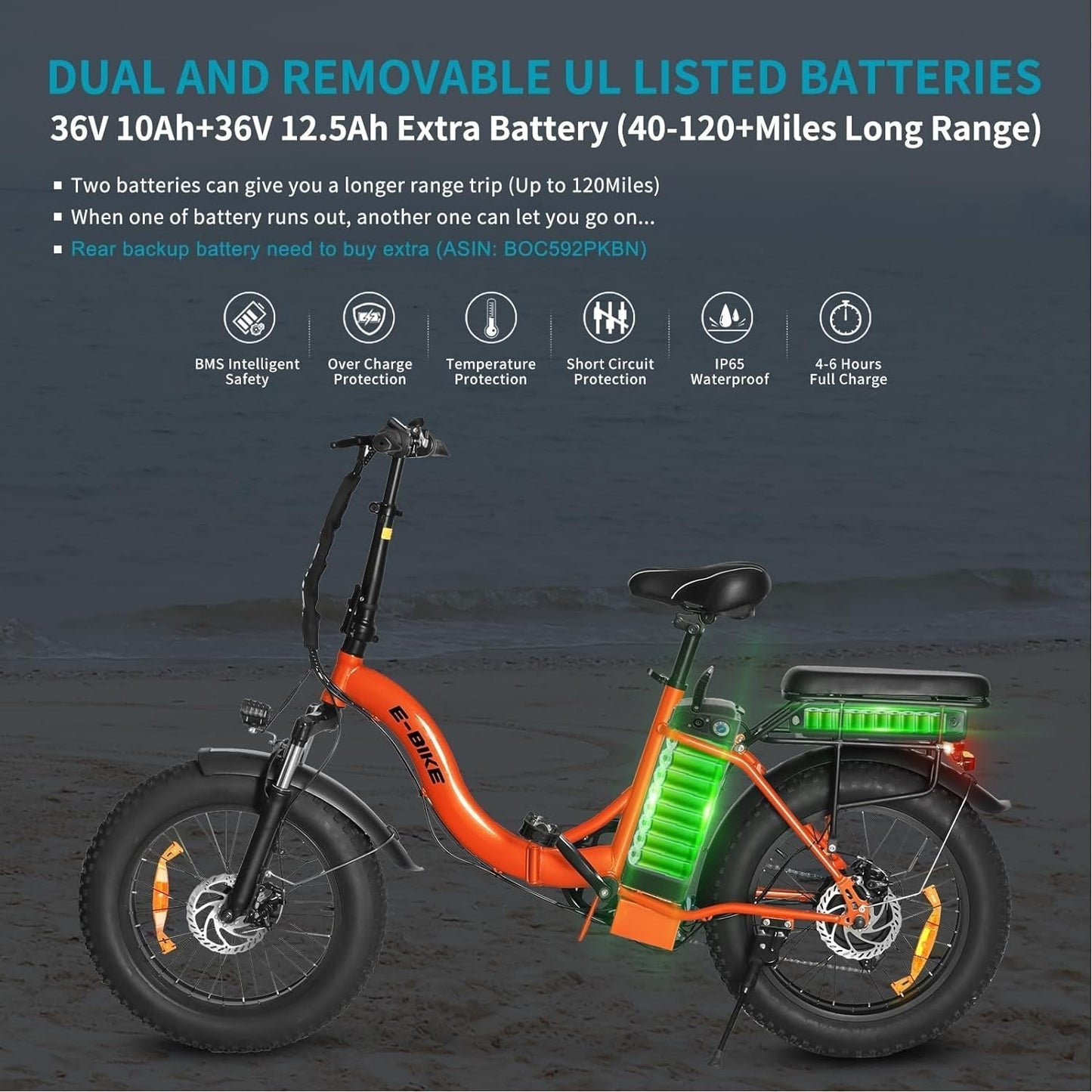 Electric Bike for Adults, 750W Long Range Foldable Ebike with One/Dual Removable Battery, 40-120 Mile/25-30Mph, 20" Fat Tire Electric Bicycle