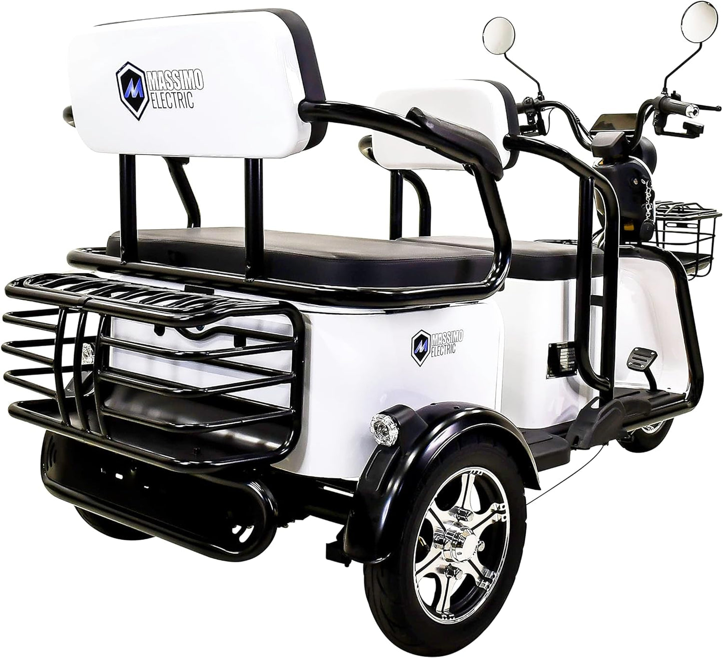 Tricycle, E-Trike 3 Wheels Electric Bike, MGC 800W Hub Motor 17 Mph Front and Back Backseat, 3 Passengers with Front and Back Storage (Green)