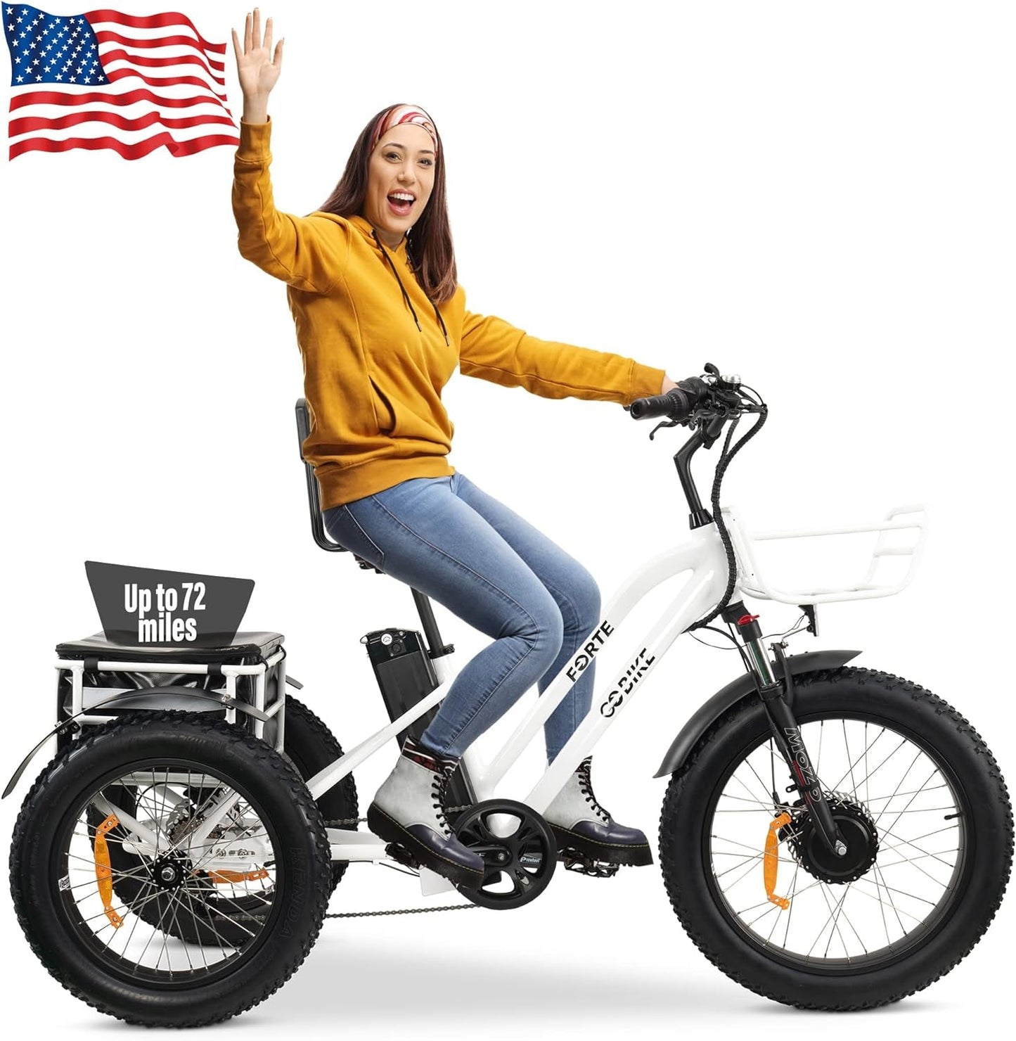 Electric Trike, 3 Wheel Motorized Bicycle with Big Wheels, Comfortable Three Wheel Tricycle for Adults, 750W Motor