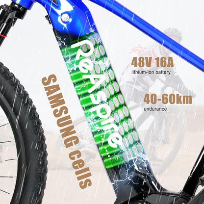Electric Bikes for Adults, 500W Mid-Drive Motor with 32 MPH up to 50 Miles, 48V/15Ah Samsung Battery E Bikes with 4.0 LED Display, 27.5'' X 2.8'' Tire