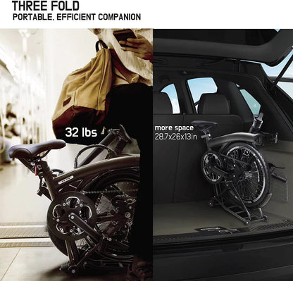 ALPS Folding Electric Bike for Adults-Li-Ion 6.8Ah/350Wh Battery -16" Tire Foldable Electric Bike with Dual Disc Break and Sturmey Archer Electric