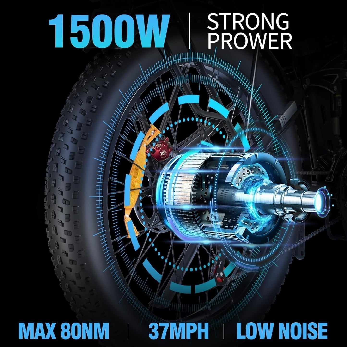 Folding Electric Bike for Adults, 1500W/1000W Brushless Motor Ebike with 14/20AH Removable Battery, Fat Tire Mountain Ebike with Disc Brake, Shimano 7