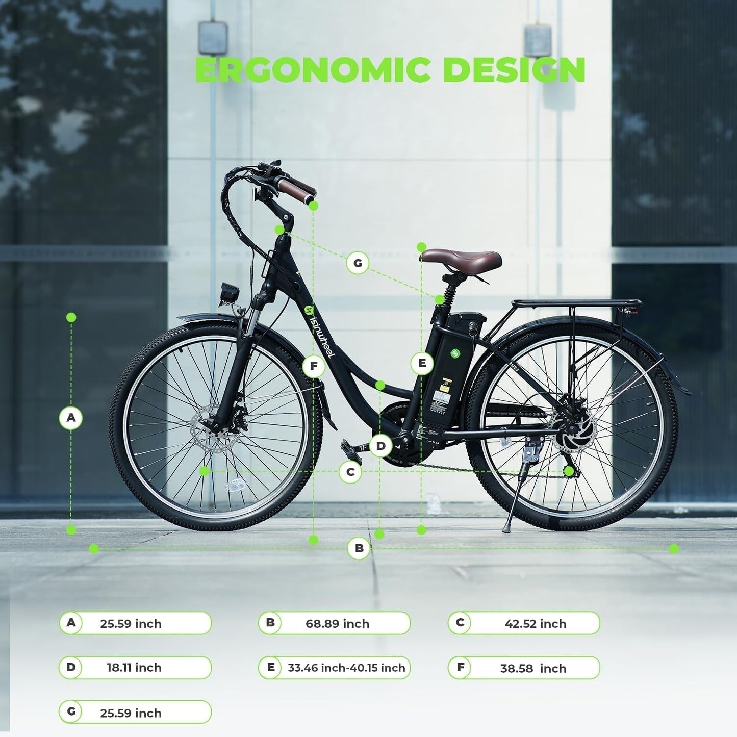 Electric Bike U2, 26" Electric Cruiser Bike 500W Ebike, 20MPH & 55 Miles Electric Bicycle for Adults, Professional 7 Speed and Dual Shock Absorber