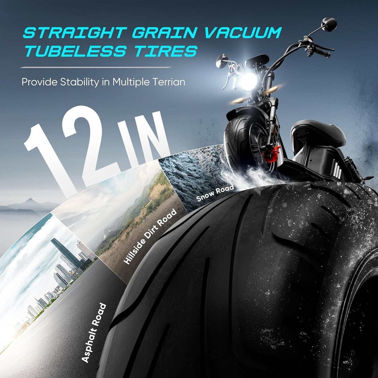 M2 3000W Electric Motorcycle, 46MPH 50Miles Range DOT Approved Electric Moped, 60V 40Ah Battery Dual Suspension Electric Motorcycle for Adults