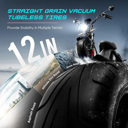 M2 3000W Electric Motorcycle, 46MPH 50Miles Range DOT Approved Electric Moped, 60V 40Ah Battery Dual Suspension Electric Motorcycle for Adults