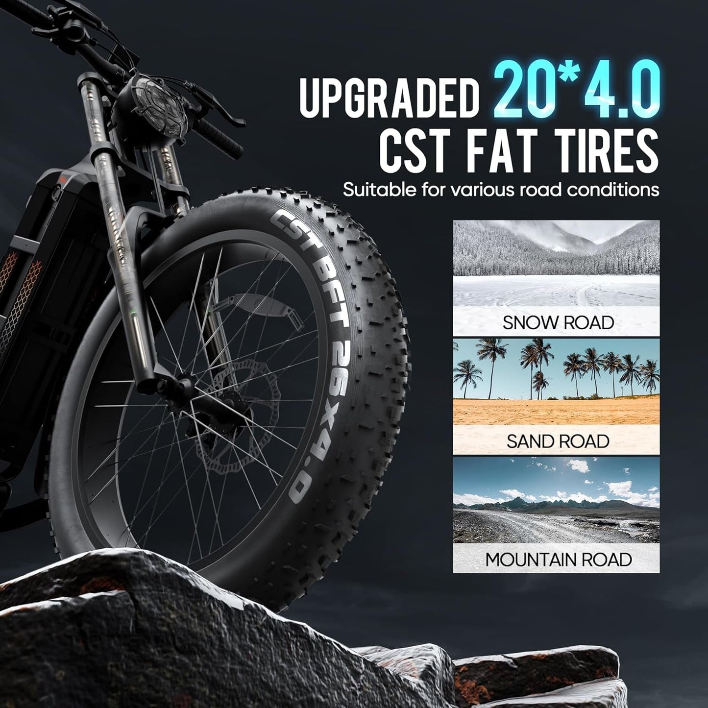 Juliet Electric Bike for Adults,1000W 60AH Electric Bike 20 "Fat Tire Long Range Full Suspension Color Display Mountain Bike for Longer Trip Commute
