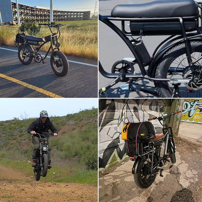 US Stock  E5 plus Cool Retro Moped Utilitarian Electric Bike 18AH 2000W Dual Motor Fat Tire 20 Inch Motorcycle Ebike Long Range off Road Snow