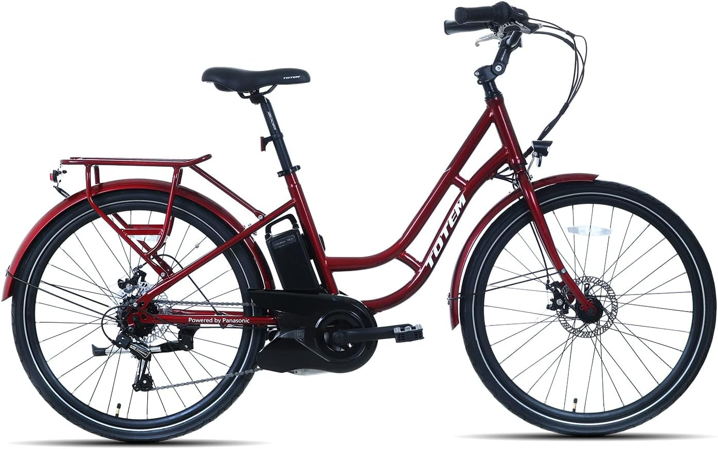 Powered by Panasonic Electric Bike for Adults 26'', Urban Electric Bicycle with 250W Removable Panasonic 25.2V 16Ah Lithium Battery, City Electric