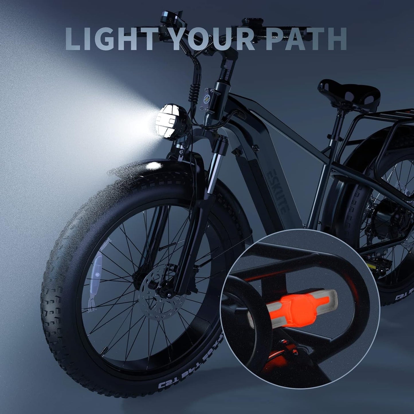 Spark X Electric Bike Fat Tires 26" X 4.0, Dirt Ebike 750W Hub Motor, 48V 20Ah Removable Internal Battery, up to 70 Miles, Max Speed 28 Mph, Electric