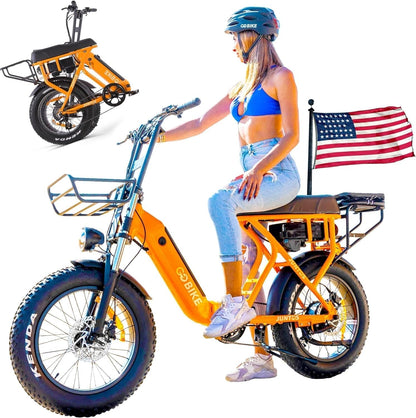 Electric Bike, Foldable Electric Bike for Adults, Moped Style 20"X4" Fat Tire Electric Bike, Dual Removable Battery, up to 110 Miles Long Range