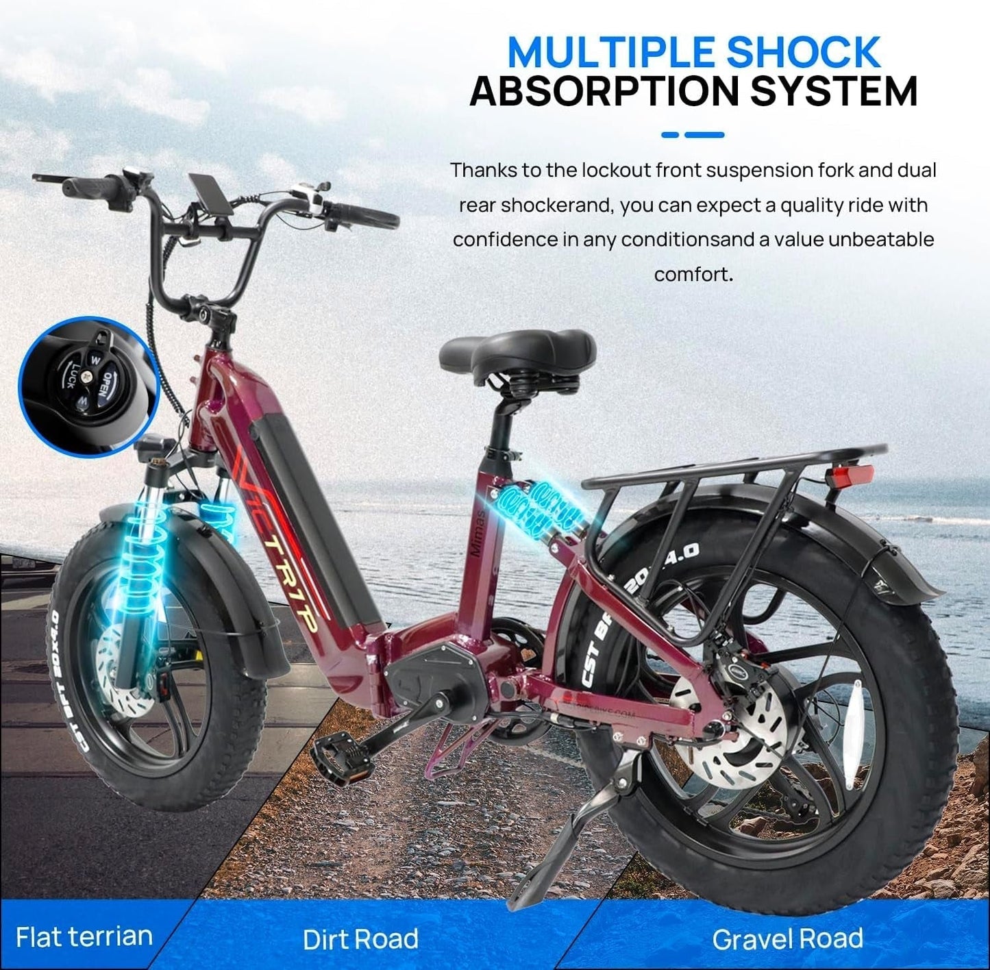 750W Electric Bike for Adults 20Ah LG Cell Battery Full Suspension 30Mph 20" X4.0 Fat Tire Ebike Cruise Control 7-Speed Commuter Bicycle