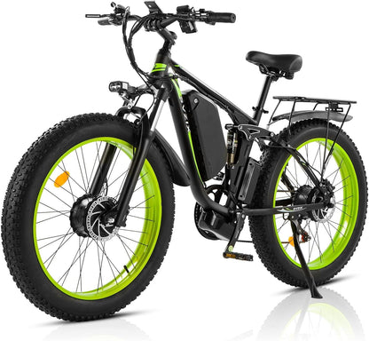 Electric Bike for Adults, 2000W Ebikes 26"X4" Fat Tire Bicycle, Dual Motor 48V/22.4Ah Removable Larger Battery Bikes for Beach Mountain Snow Commute