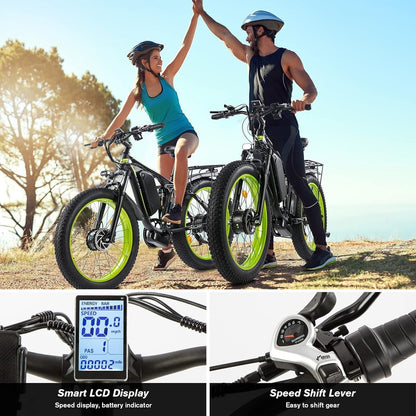 Electric Bike for Adults, 2000W Ebikes 26"X4" Fat Tire Bicycle, Dual Motor 48V/22.4Ah Removable Larger Battery Bikes for Beach Mountain Snow Commute