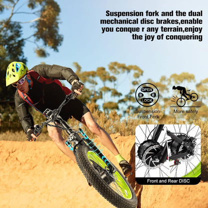 1500W Electric Bike for Adults, 26" Fat Tire Electric Mountain Bicycle, 48V 22.4Ah Removable Li-Ion Battery, Max 30.5Mph E-Bike Snow Beach,Electric