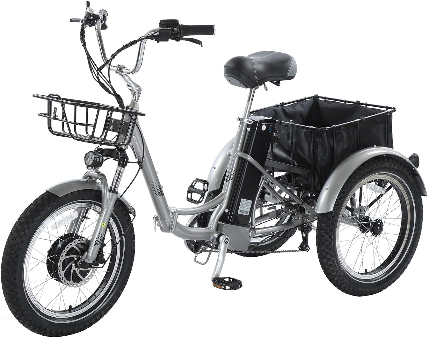 Electric Tricycles for Adults, Foldable 7 Speeds Electric Trike, 500W Motor 48V 17.5AH Removable Battery 70-80 Mile Long Range, 20" Fat Tire 3 Wheel