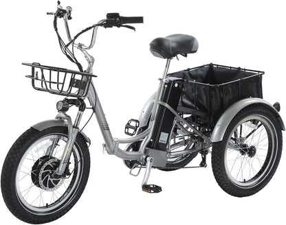 Electric Tricycles for Adults, Foldable 7 Speeds Electric Trike, 500W Motor 48V 17.5AH Removable Battery 70-80 Mile Long Range, 20" Fat Tire 3 Wheel