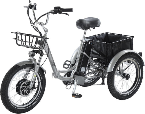Electric Tricycles for Adults, Foldable 7 Speeds Electric Trike, 500W Motor 48V 17.5AH Removable Battery 70-80 Mile Long Range, 20" Fat Tire 3 Wheel