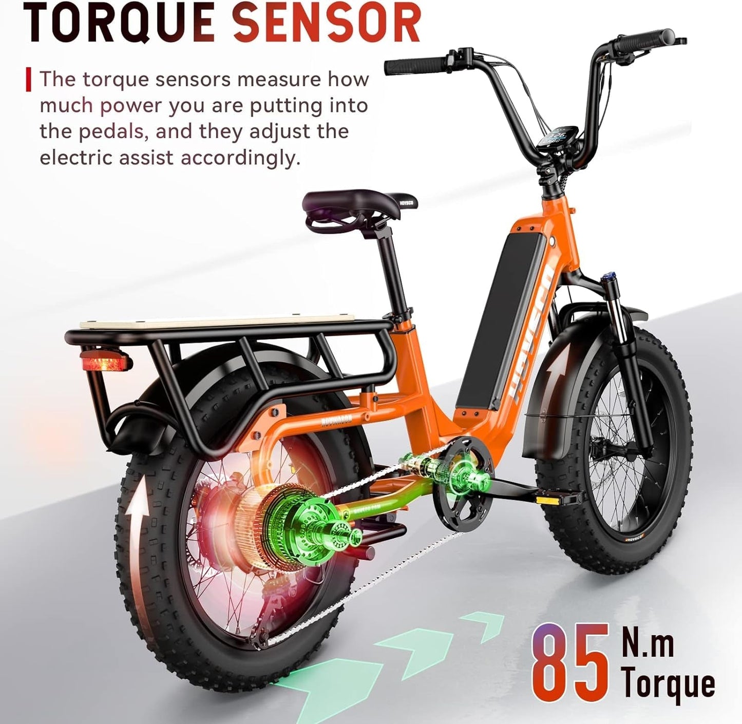 Electric Bike for Adults, 1000W Motor Torque Sensor Ebike 28Mph, 48V 15AH Removable Battery 60Miles Electric Cargo Bike, 20" Fat Tire Commuter